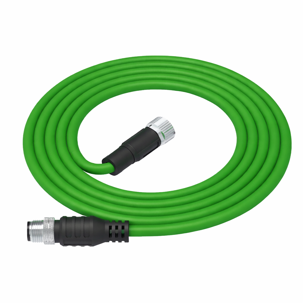 Industrial M12 A-coded IP67 male to female drag chain cable