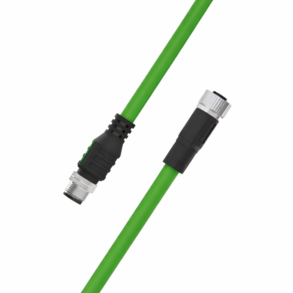 M12 A-coded male to female 3-pin shielded PUR sensor cable