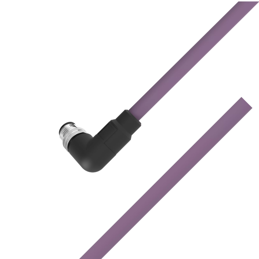 M12 B-coded male right angle to open 4-pin PUR fieldbus cable