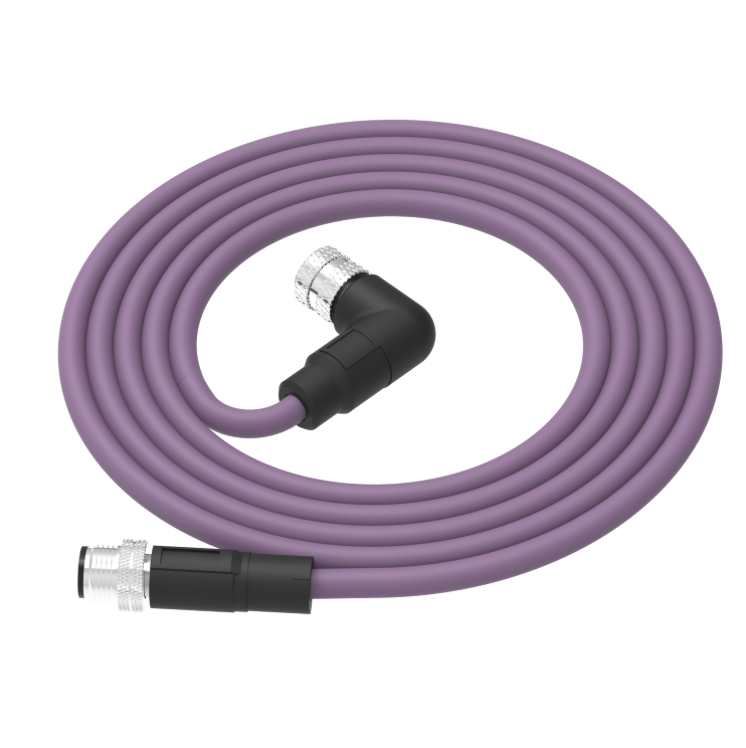 M12 B-coded male to female right-angle 5-pin sensor cable PUR