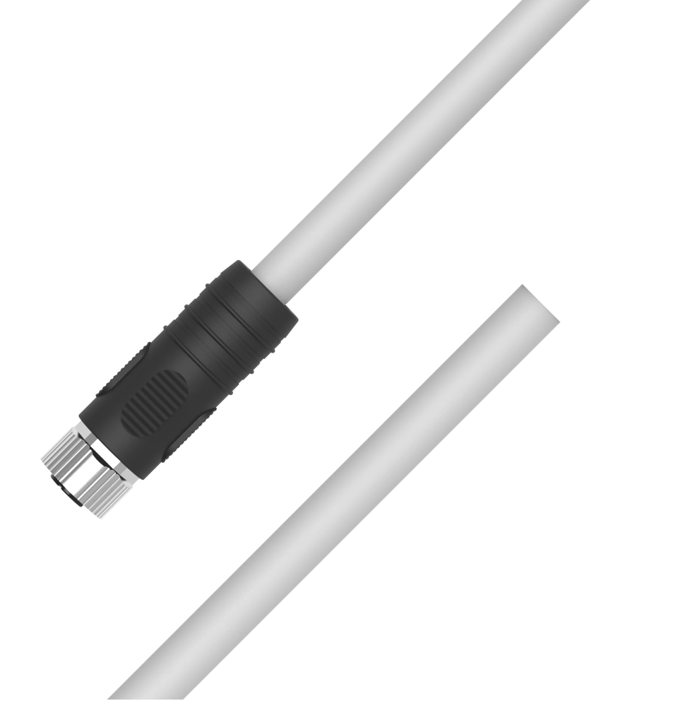 M12 L-coded female straight to open 5-pin 4+FE 14AWG PUR power cable