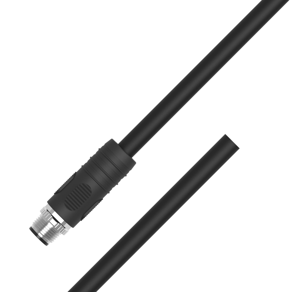 M12 L-coded male straight to open 4-pin 16AWG PUR power cable