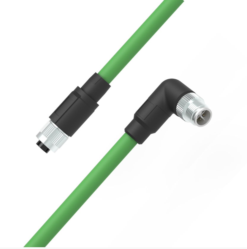 M12 X-coded male right angle to female straight 10G Ethernet cable