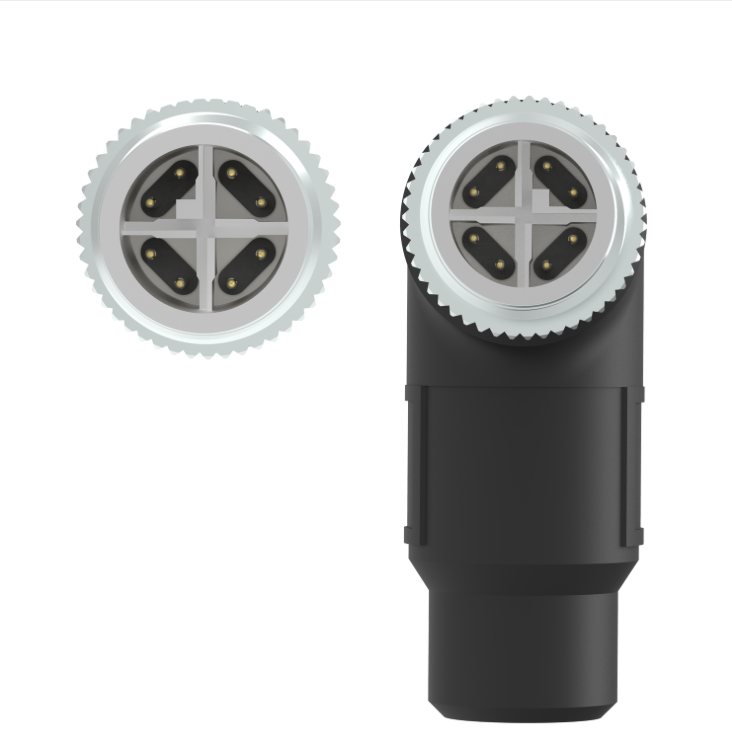 M12 X-coded male straight to male right-angle