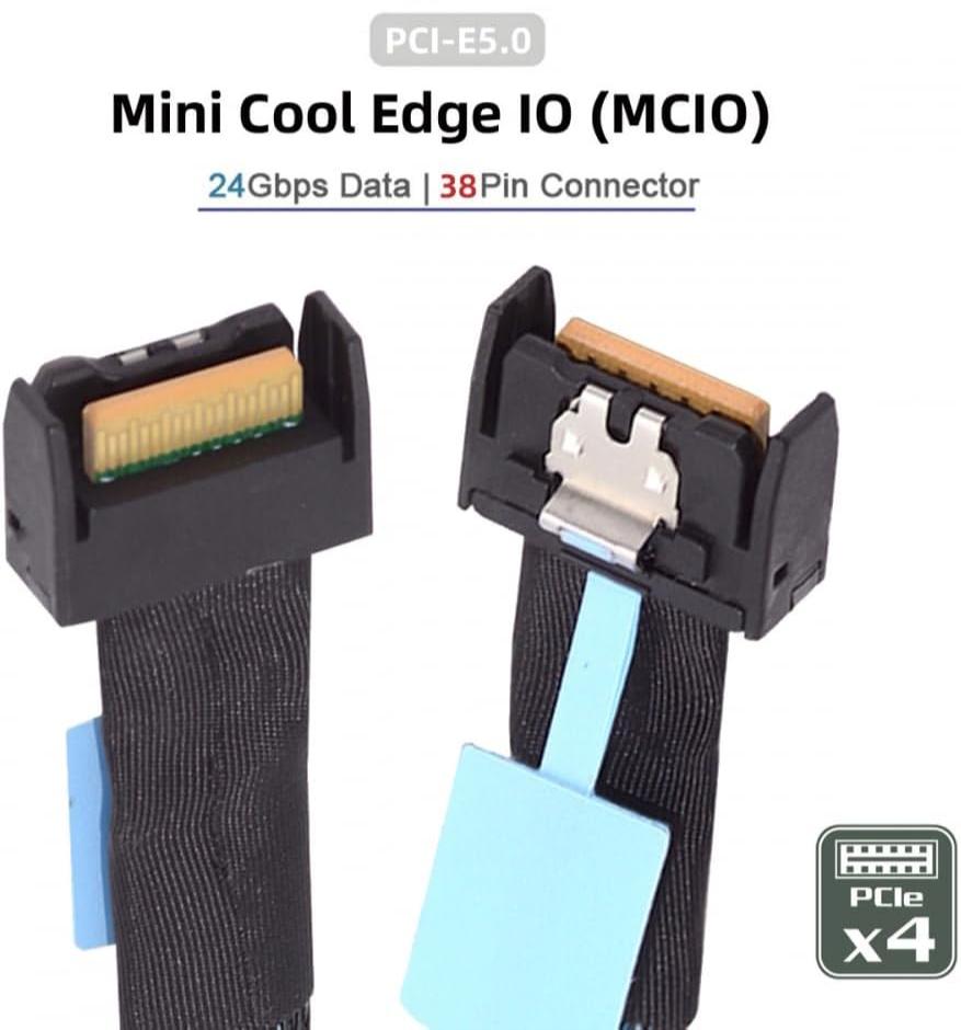 PCI-E 5.0 Mini Cool Edge IO MCIO PCI-E 4i 38Pin to MCIO 4i SFF-TA-1016 Extender Cable | Male to Male