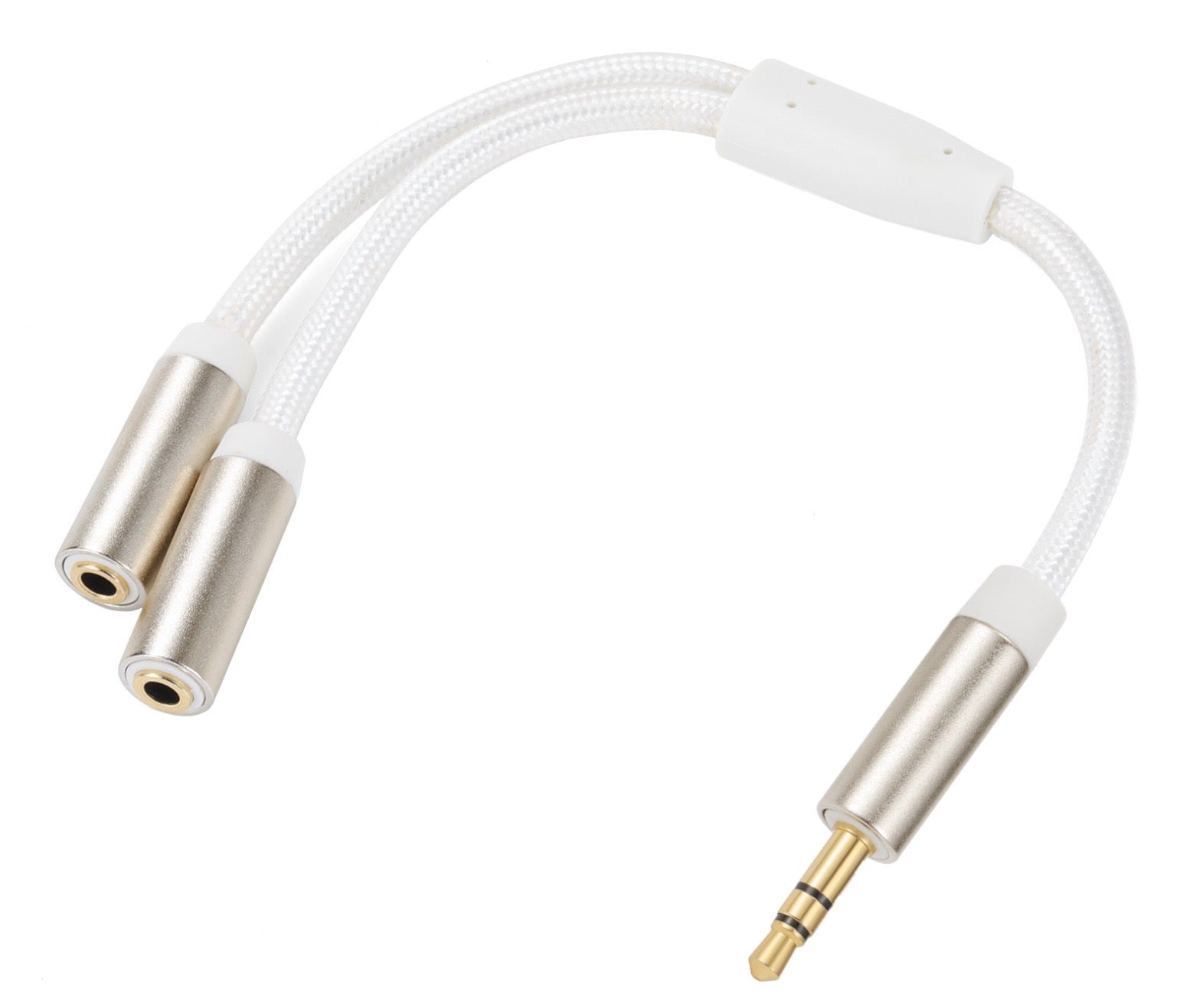 3.5mm male to dual 3.5mm female headphone splitter cable white