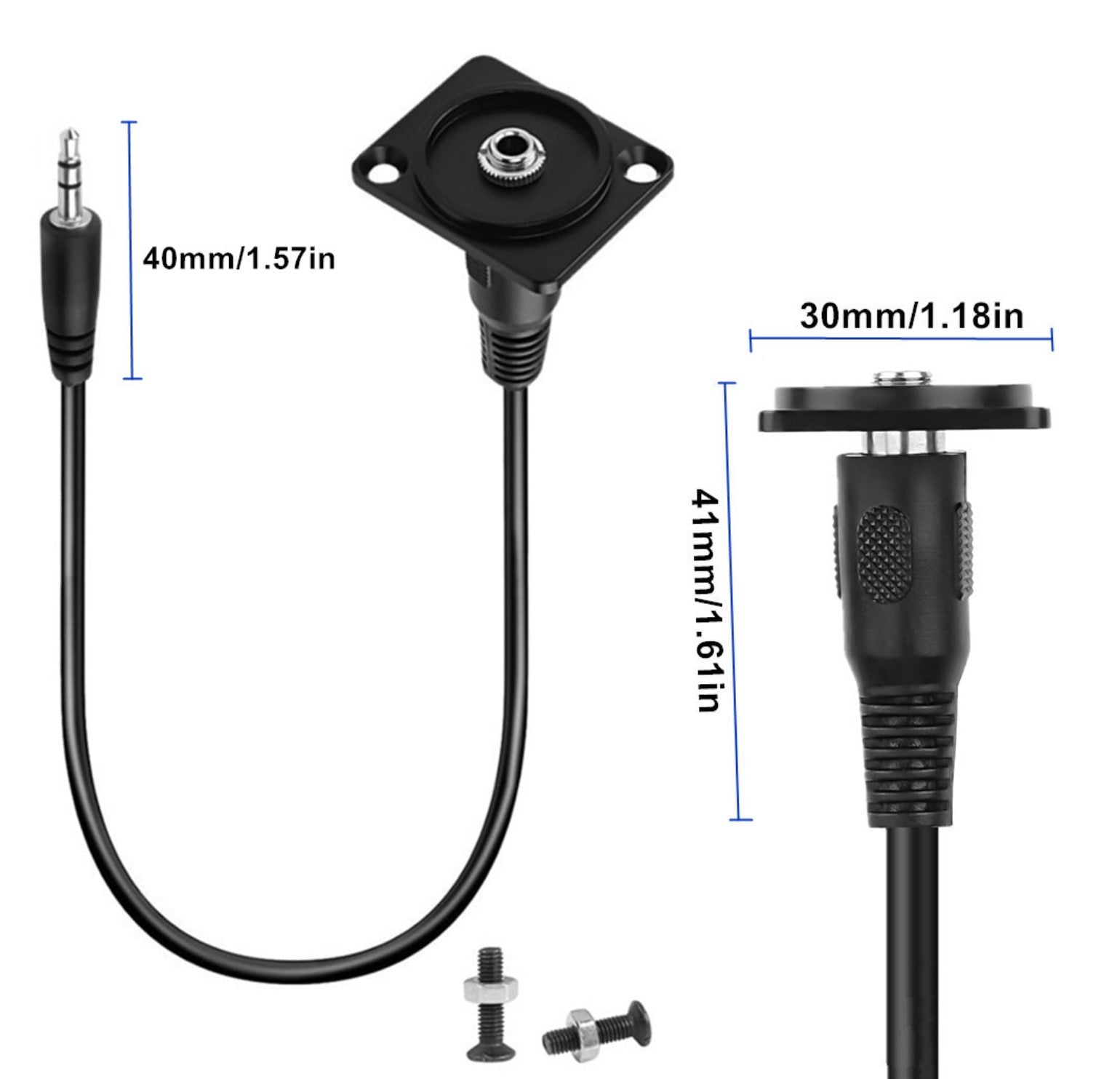 3.5mm TRS male to female panel mount audio cable