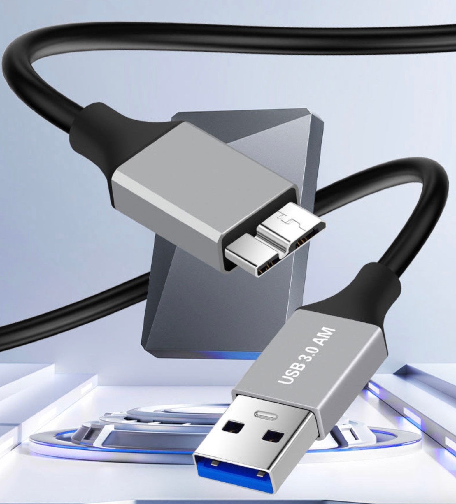External hard drive Micro-B to USB-A connection cable