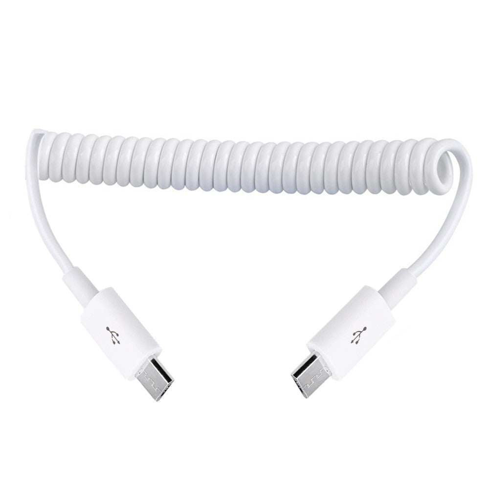 USB Micro 5Pin Male to Male OTG Data Coiled Cable For Android