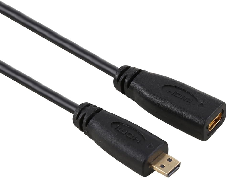Short Micro HDMI male to female gold plated extension lead
