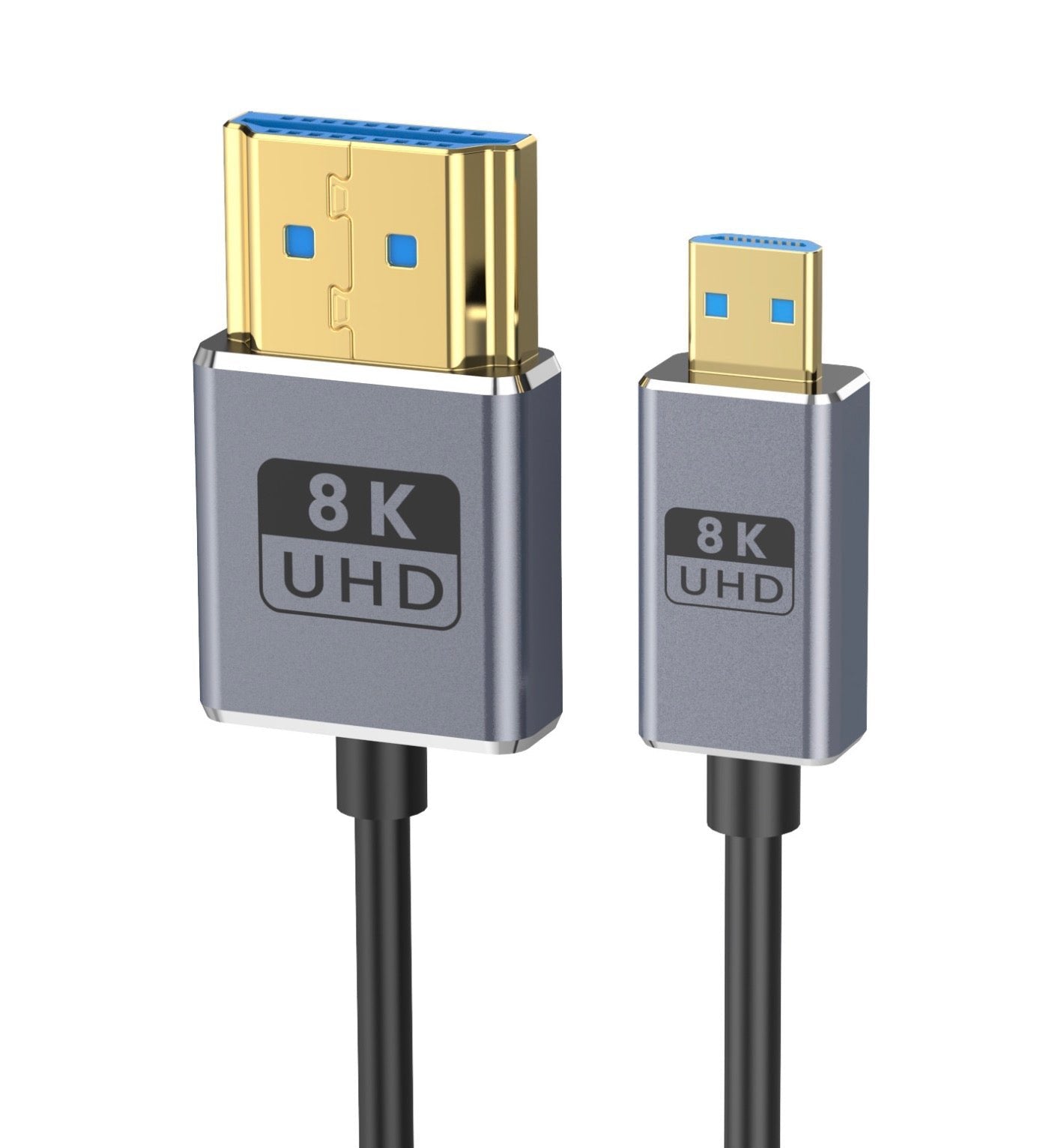 Micro HDMI to HDMI 2.1 coiled coaxial cable