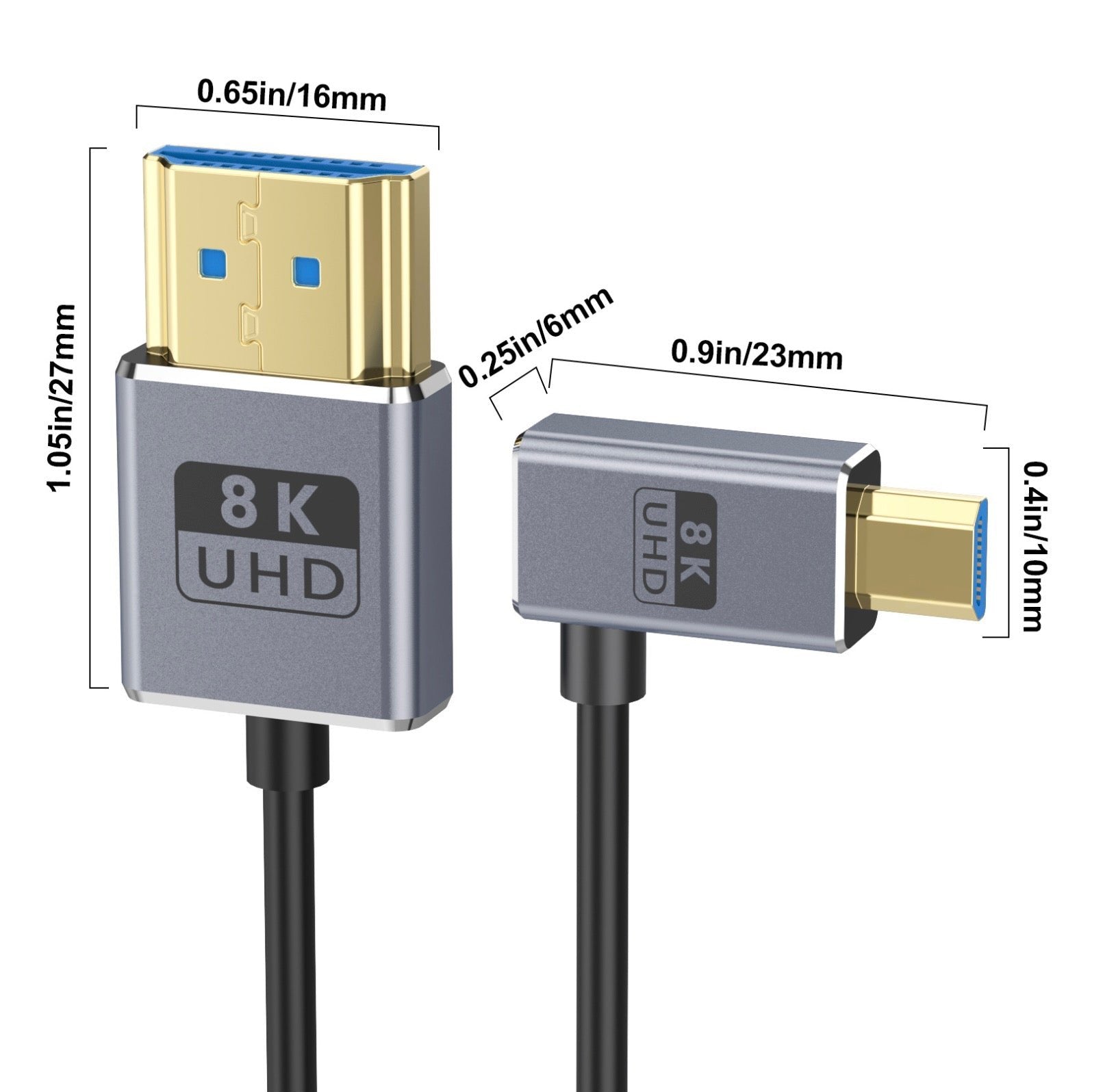 Slim coiled Micro HDMI HDMI 2.1 lead