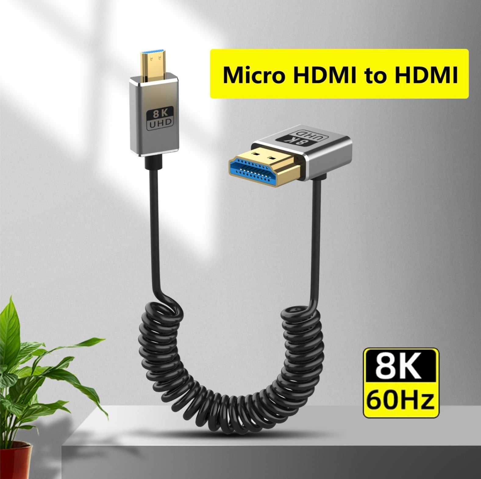 Micro HDMI to HDMI 2.1 extreme slim coaxial cable
