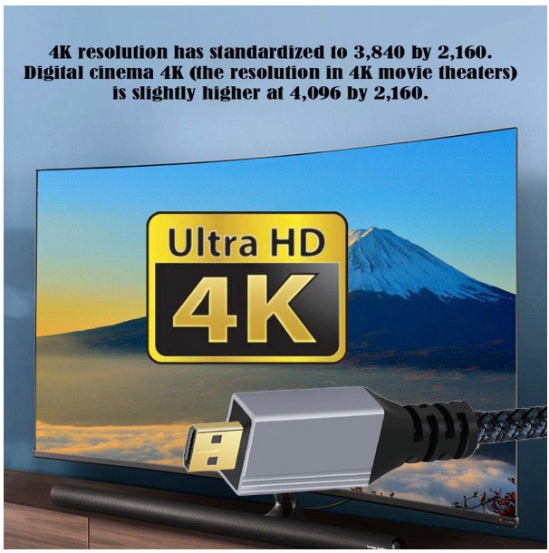 Micro HDMI to HDMI braided 4K video lead