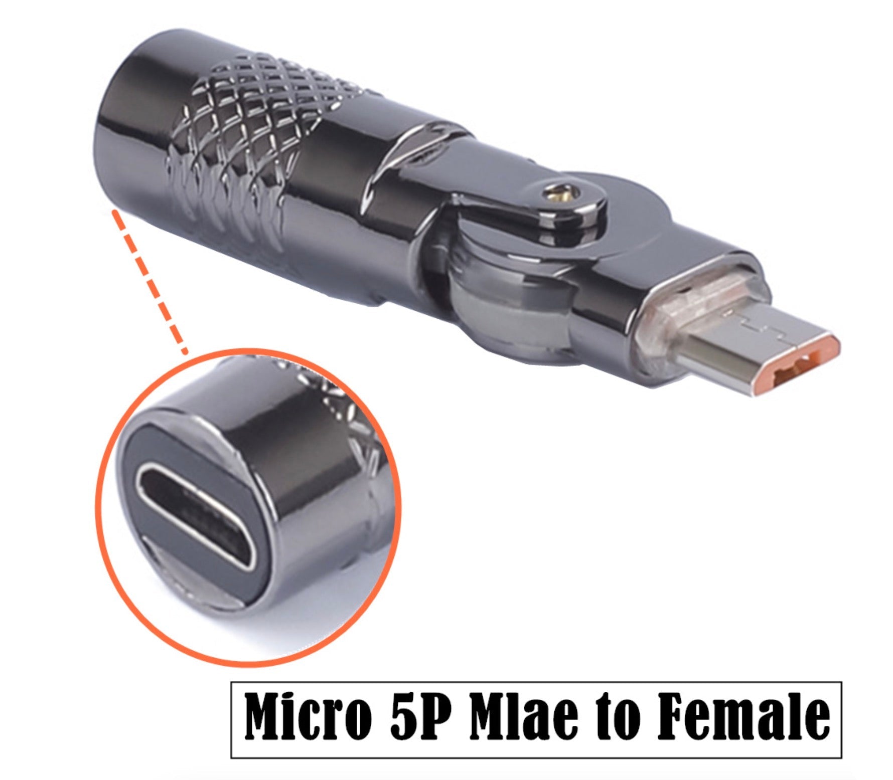 Micro USB male to female 180 degree rotatable swivel adapter