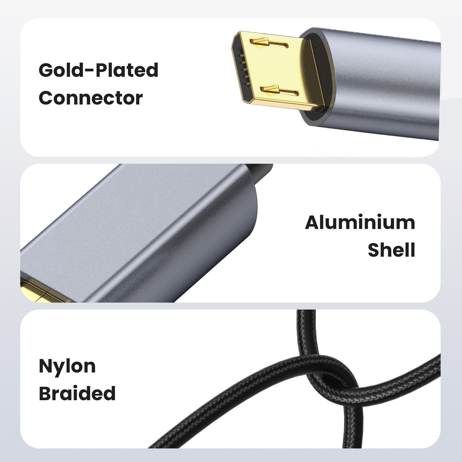Micro USB fast charging data cable for phones and tablets