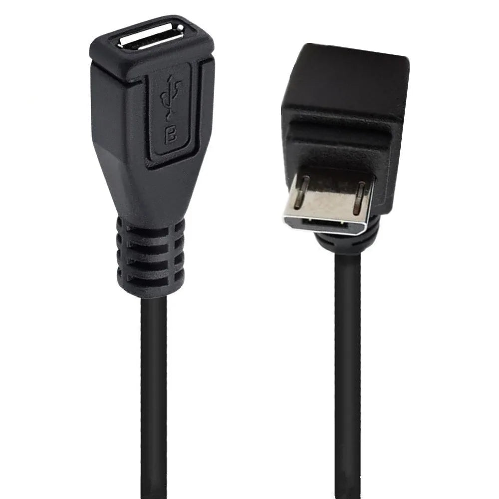 Down angle Micro USB male to female extension cable