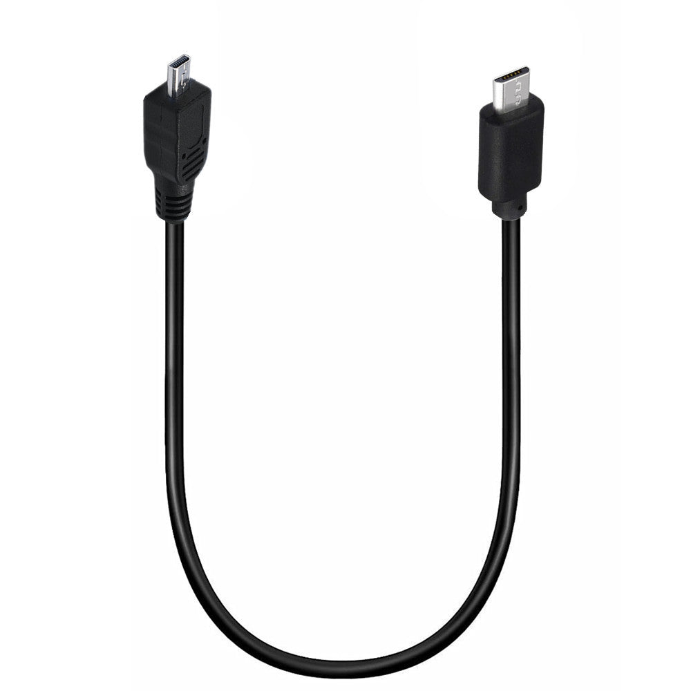 A black Micro B 5Pin to Mini B 8Pin Data OTG Cable.