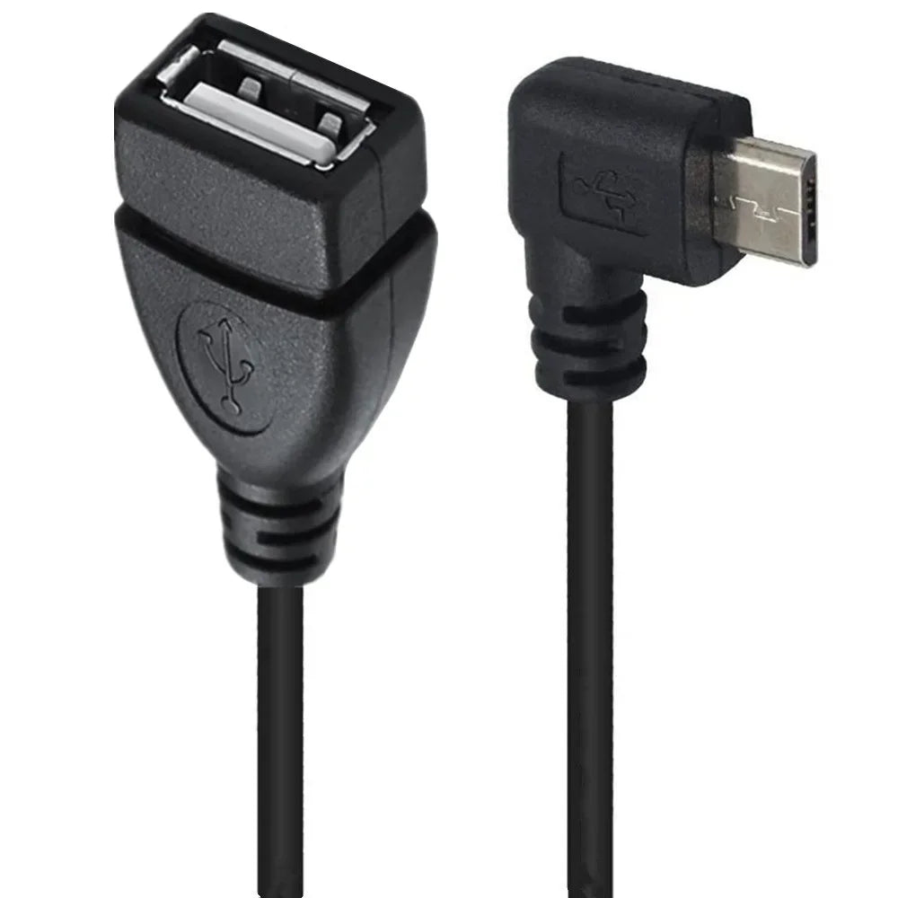 Micro USB 5-pin male to USB-A female coiled cable