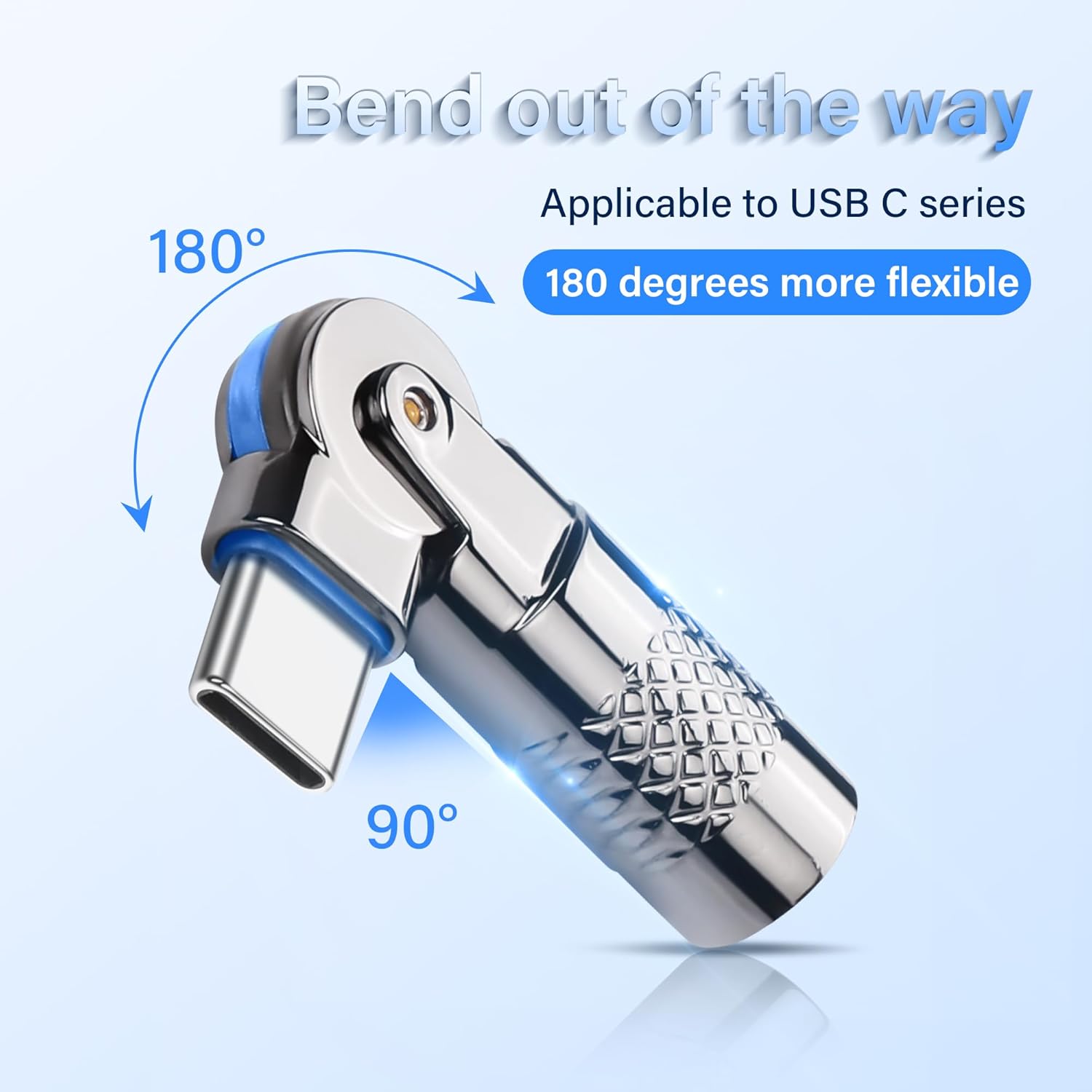Micro USB 5 pin female to USB C male rotating adapter metal connector