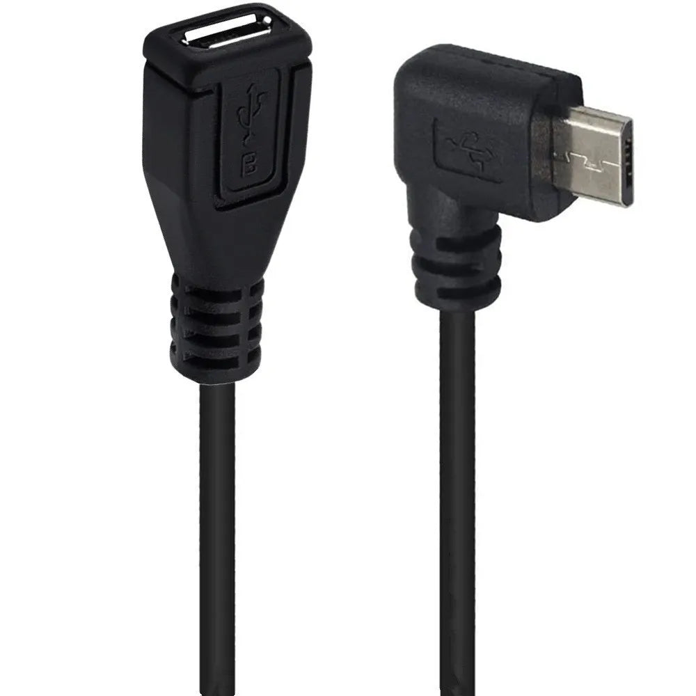 Micro 5Pin USB B Male to Micro Female Coiled Data Charging Extension Cable | Left Angle