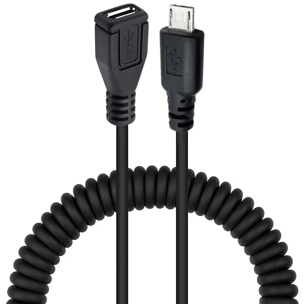 Micro 5Pin USB B Male to Micro Female Coiled Data Charging Extension Cable