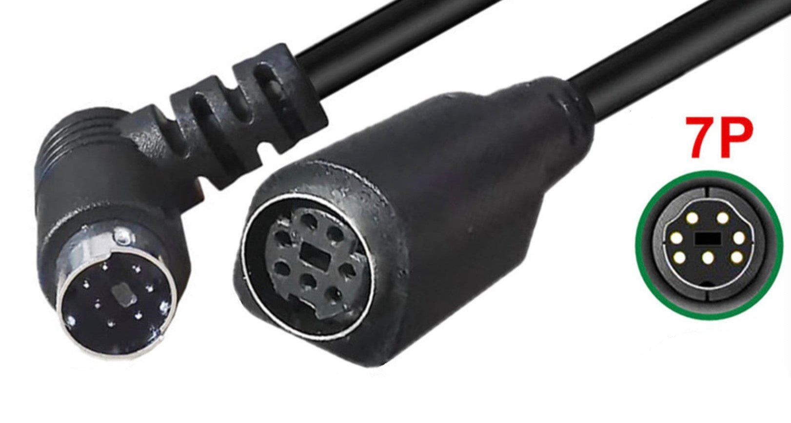 7-pin Mini DIN L-shaped S-Video extension lead
