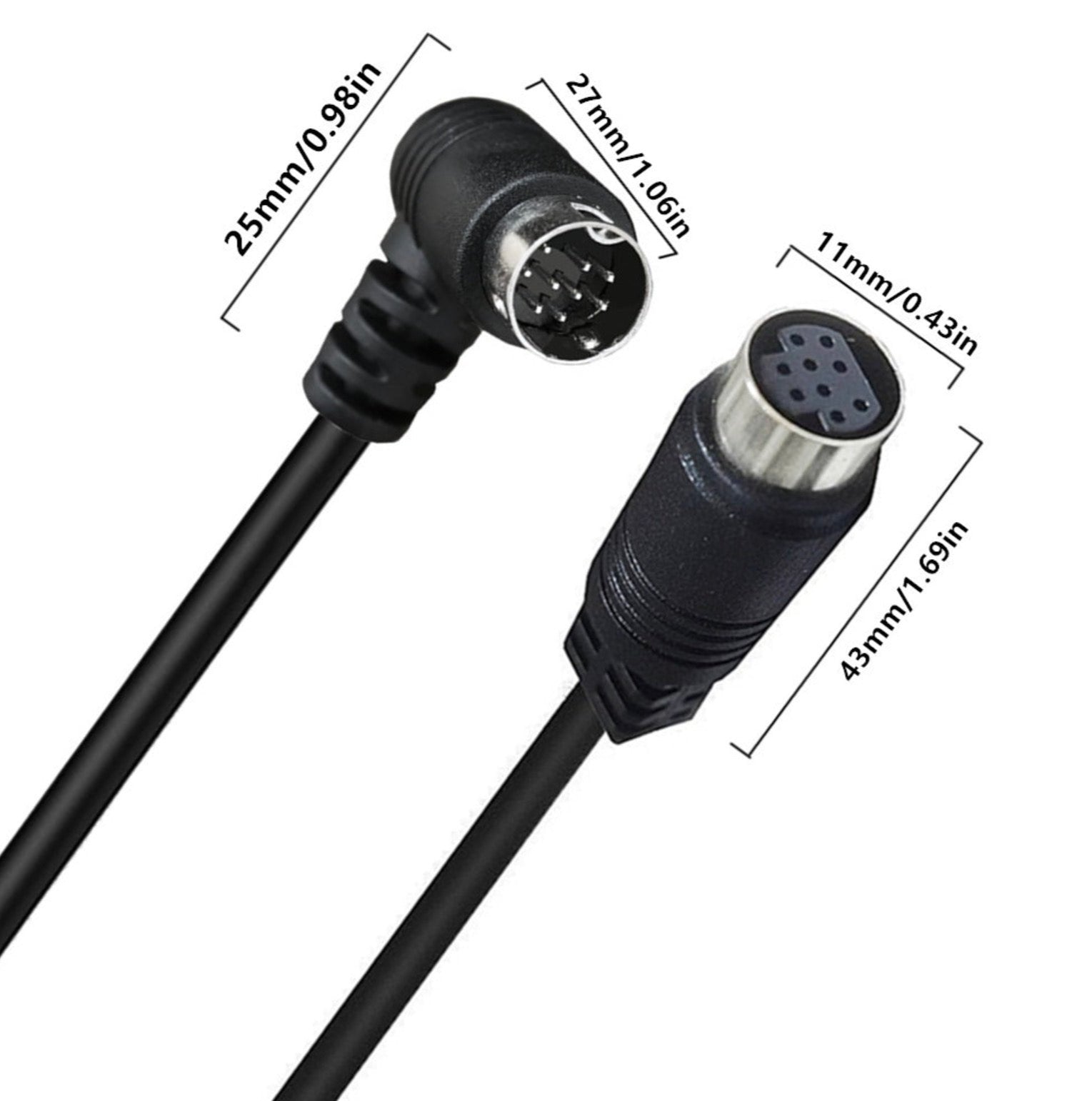 Mini DIN 9-pin male to female S-Video cable