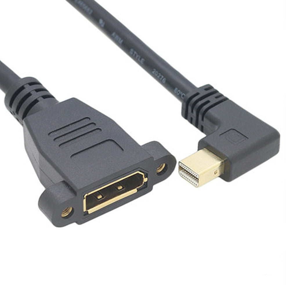 Angled Mini DisplayPort to panel mount DisplayPort cable