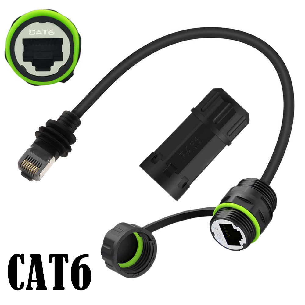 Cat6 Ethernet cable with connectors on a white background