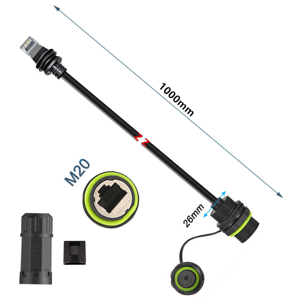 Telescopic rod with connectors and measurements on a white background