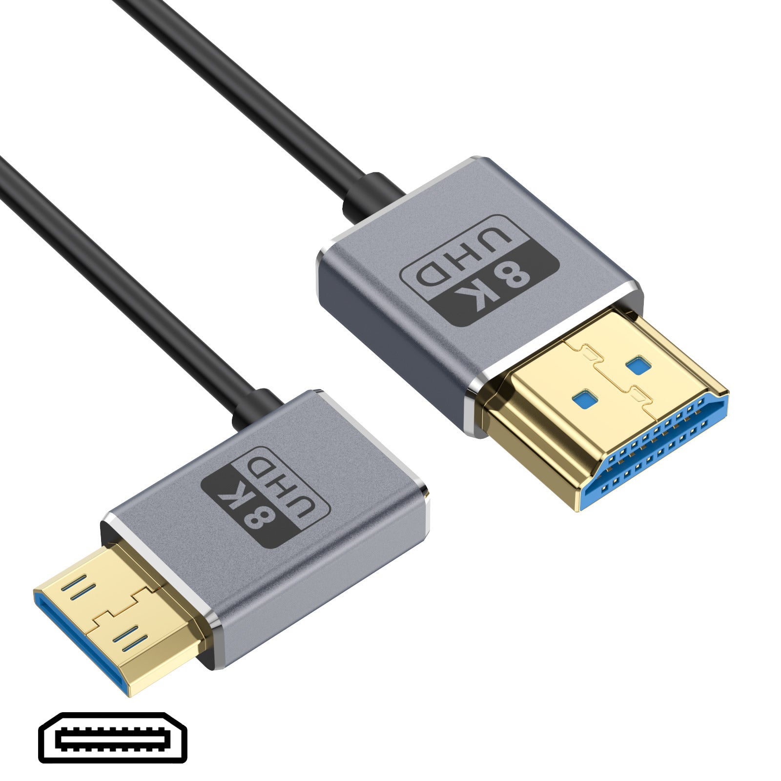 Extreme slim Mini HDMI to HDMI cable for camera and display