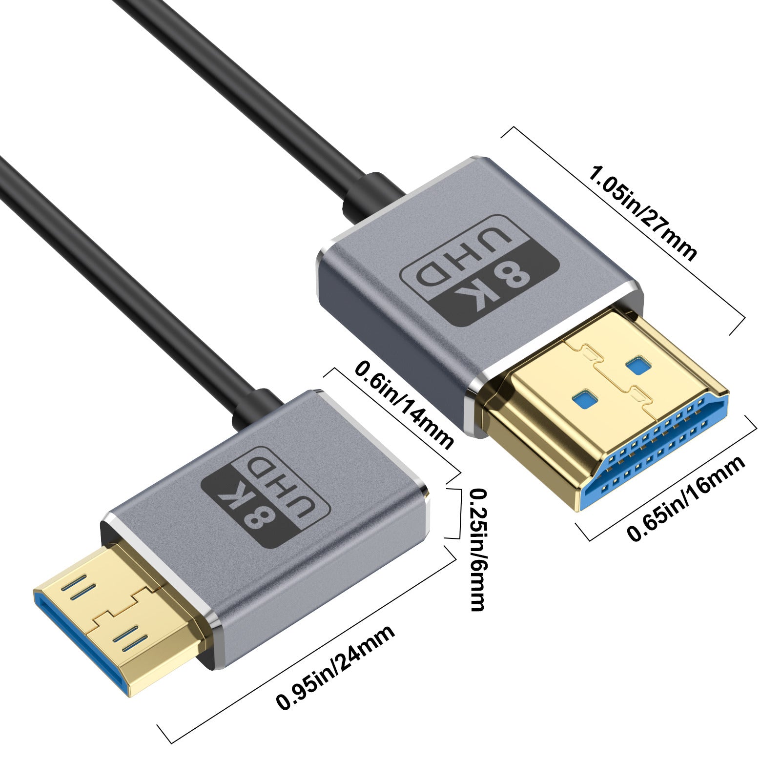 8K 60Hz Mini HDMI to HDMI 2.1 high speed 48Gbps cable