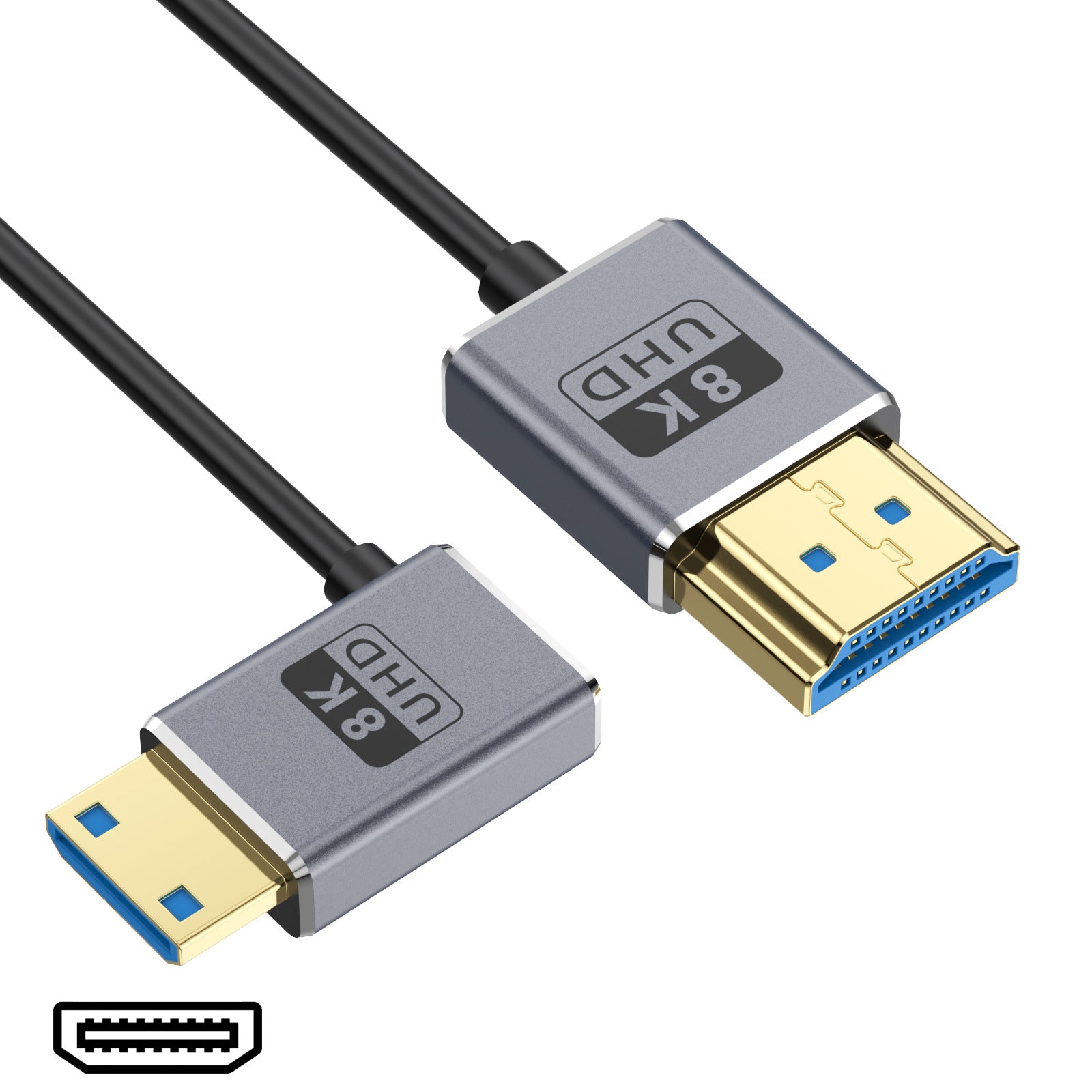 8K 60Hz Mini HDMI to HDMI right angle high speed cable