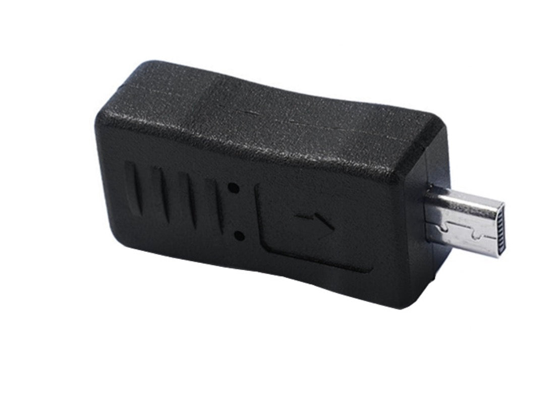 Mini USB 5-pin female to 8-pin Mini-B male adapter for camera data sync and power extension