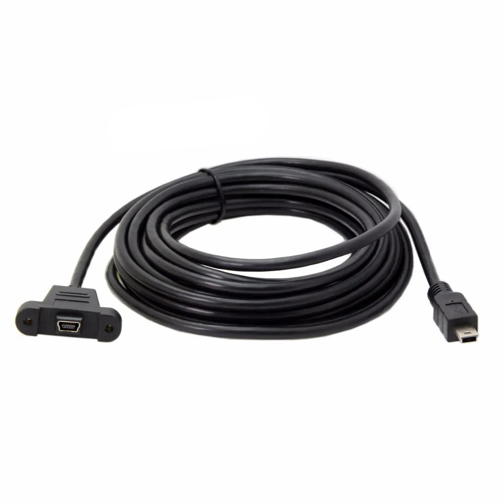 Mini USB 5 pin panel mount extension cable