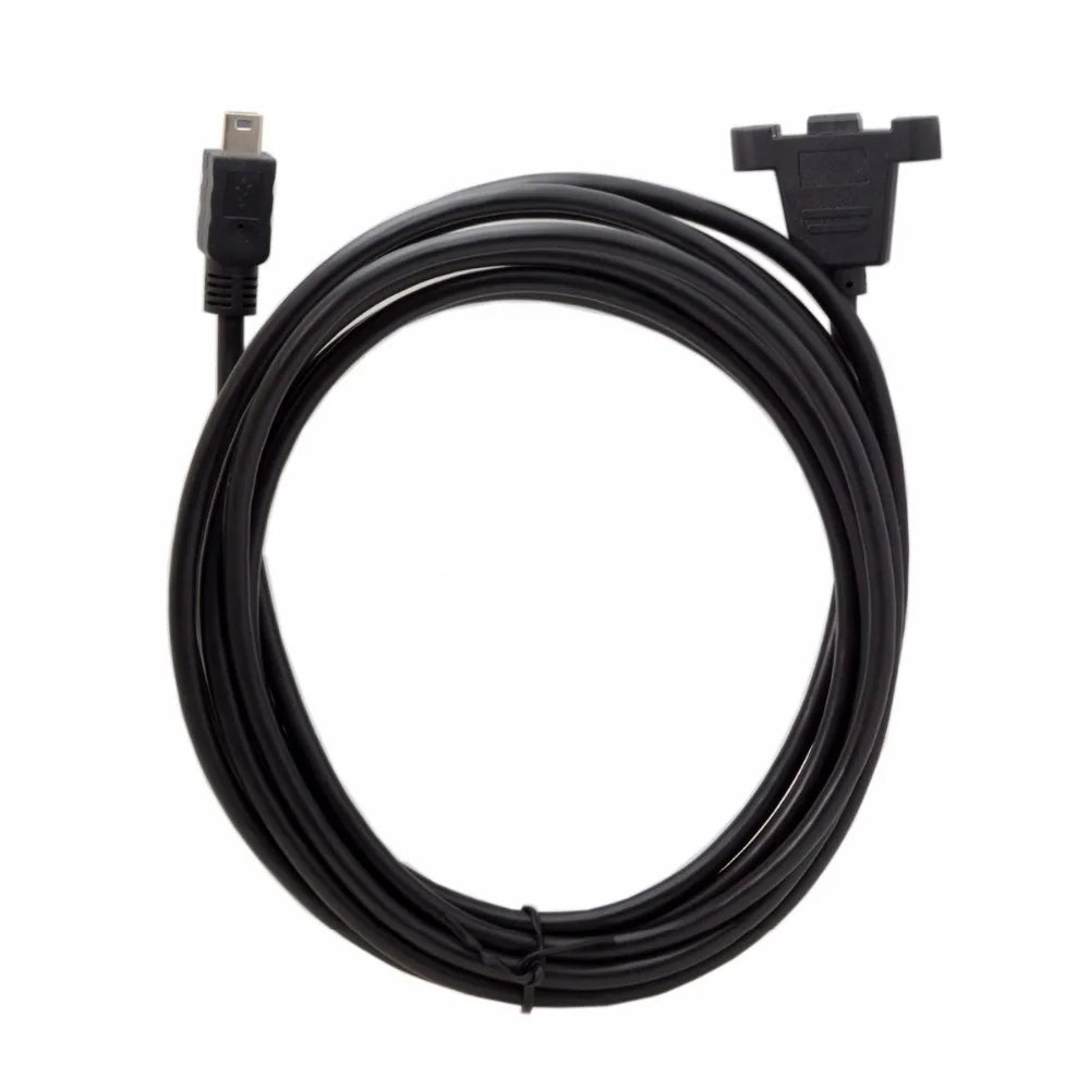 Mini USB male to female panel mount cable 5m