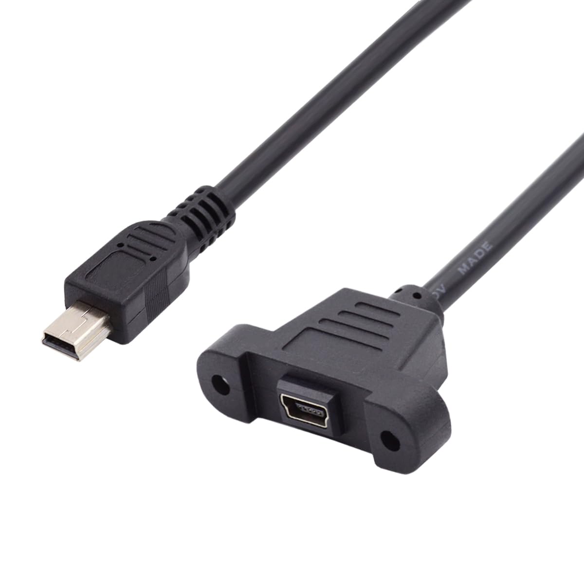 Mini USB 2.0 panel mount extension cable black