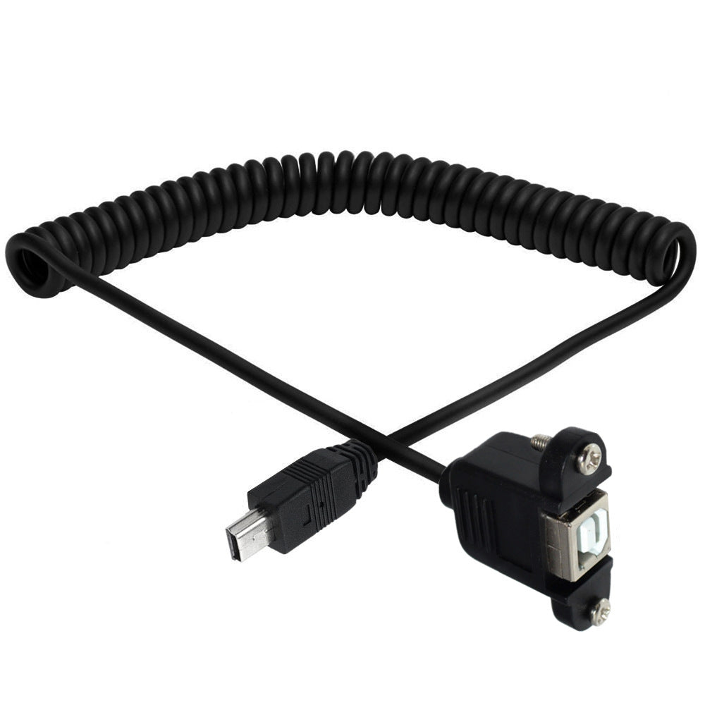 USB Mini 5-Pin male to USB-B female panel mount cable