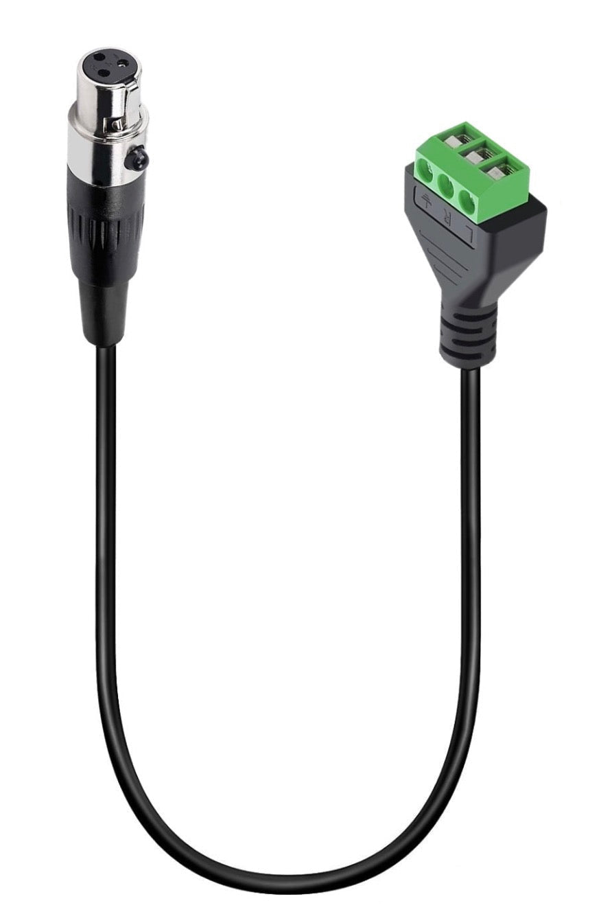 Mini XLR female to 3-pin screw terminal block audio cable black 0.3m
