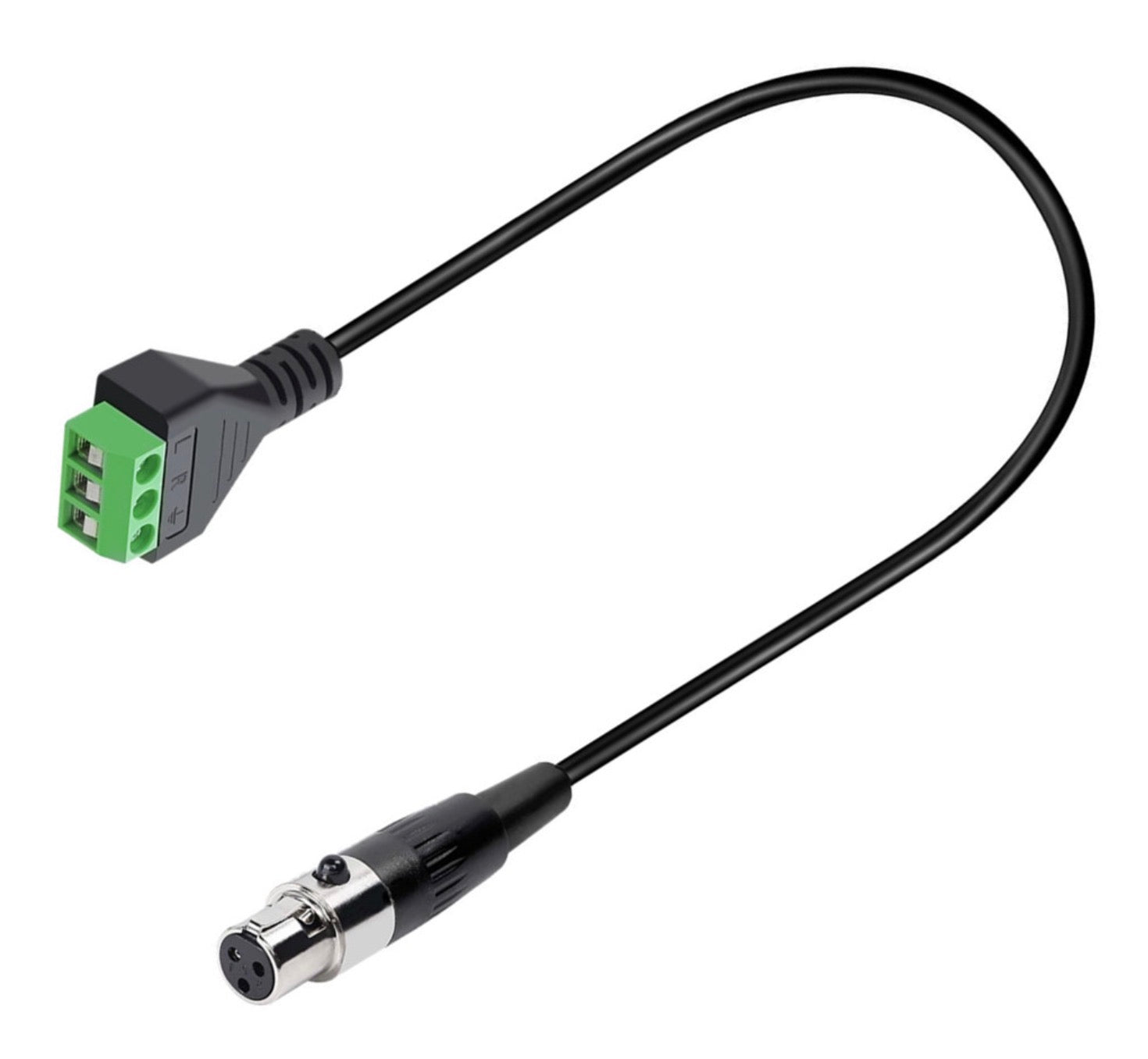 Mini XLR female breakout cable with 3-pin screw terminal connector