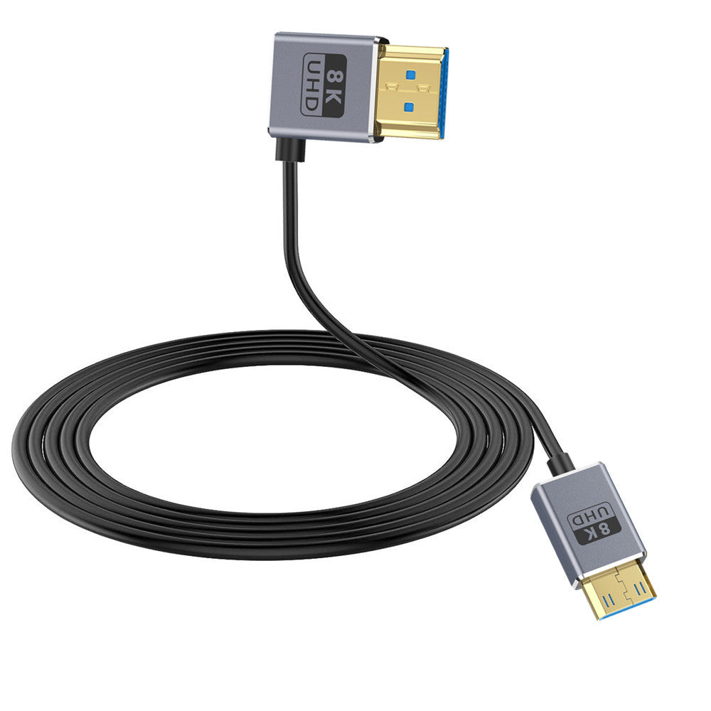 Mini HDMI to HDMI 2.1 Coaxial Extreme Slim Cable,  8K@60H Ultra High Speed 48Gbps |  Left Angle