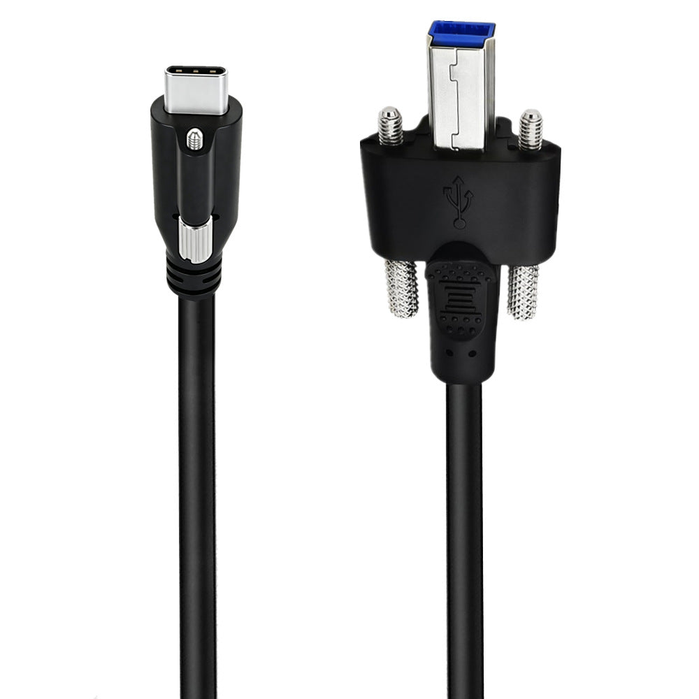 USB-C Single-Screw Locking to USB 3.0 Type-B Male Panel Mount Cable