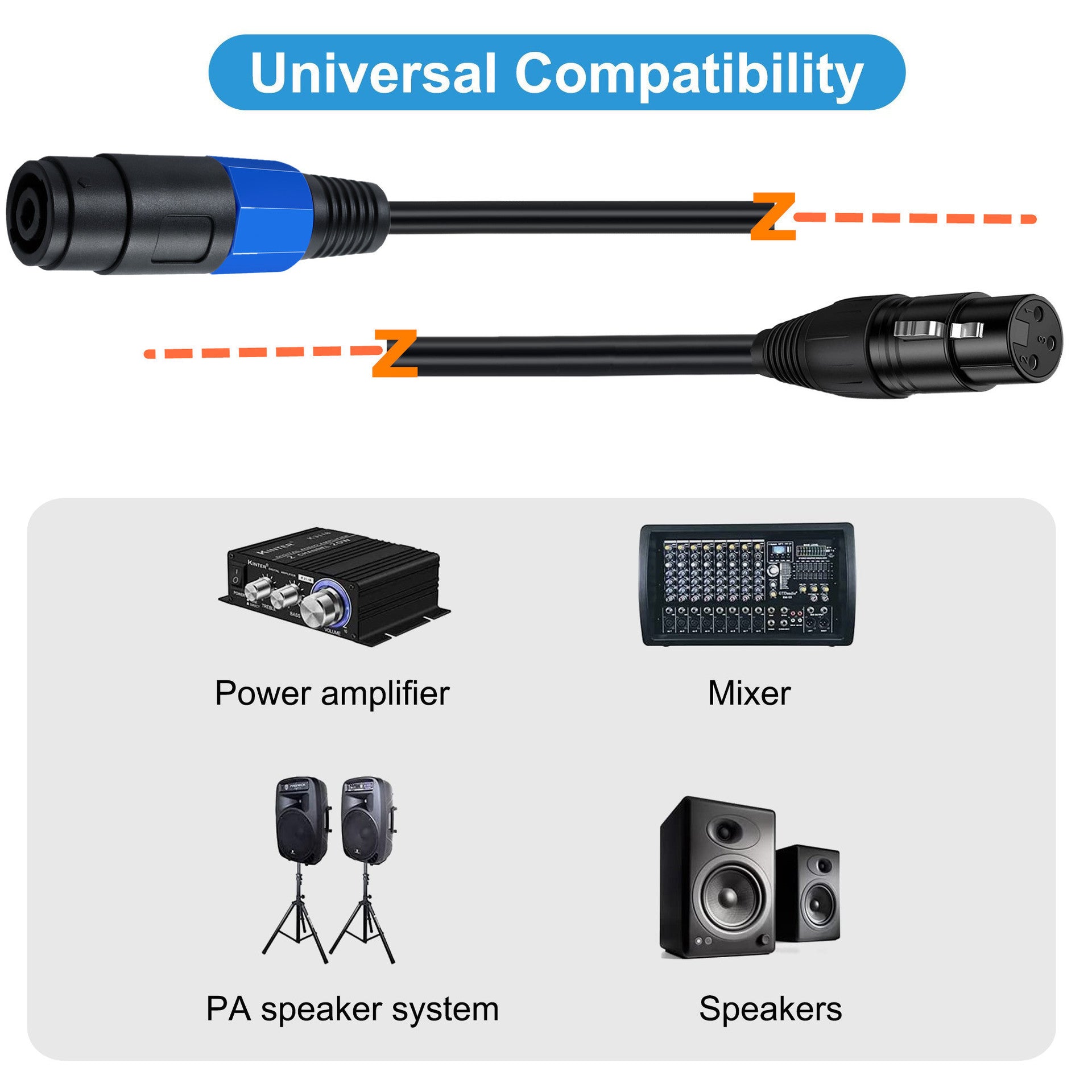 Speaker Cable Female to XLR 3Pin Female Audio Connector 1.8m