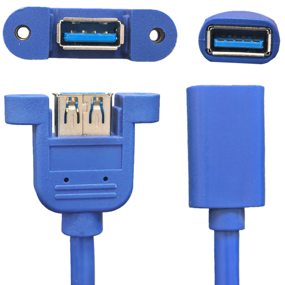 USB 3.0 Panel Mount Extension Cable – Male to Female 0.3m