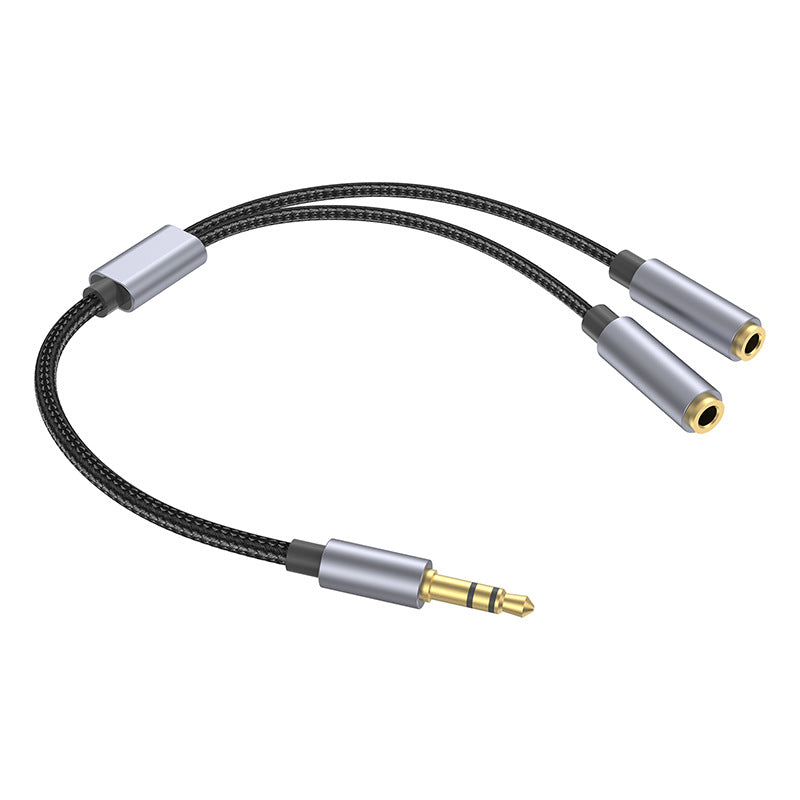 3.5mm Audio Splitter Cable – 1 Male to 2 Female Braided Headphone Adapter