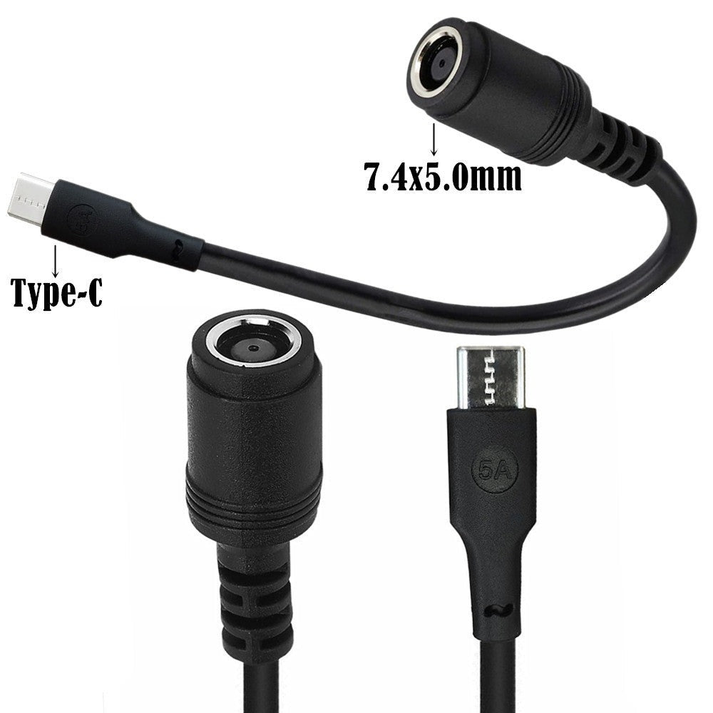 USB C Male to 7.4x5.0 Female DC Power Cable