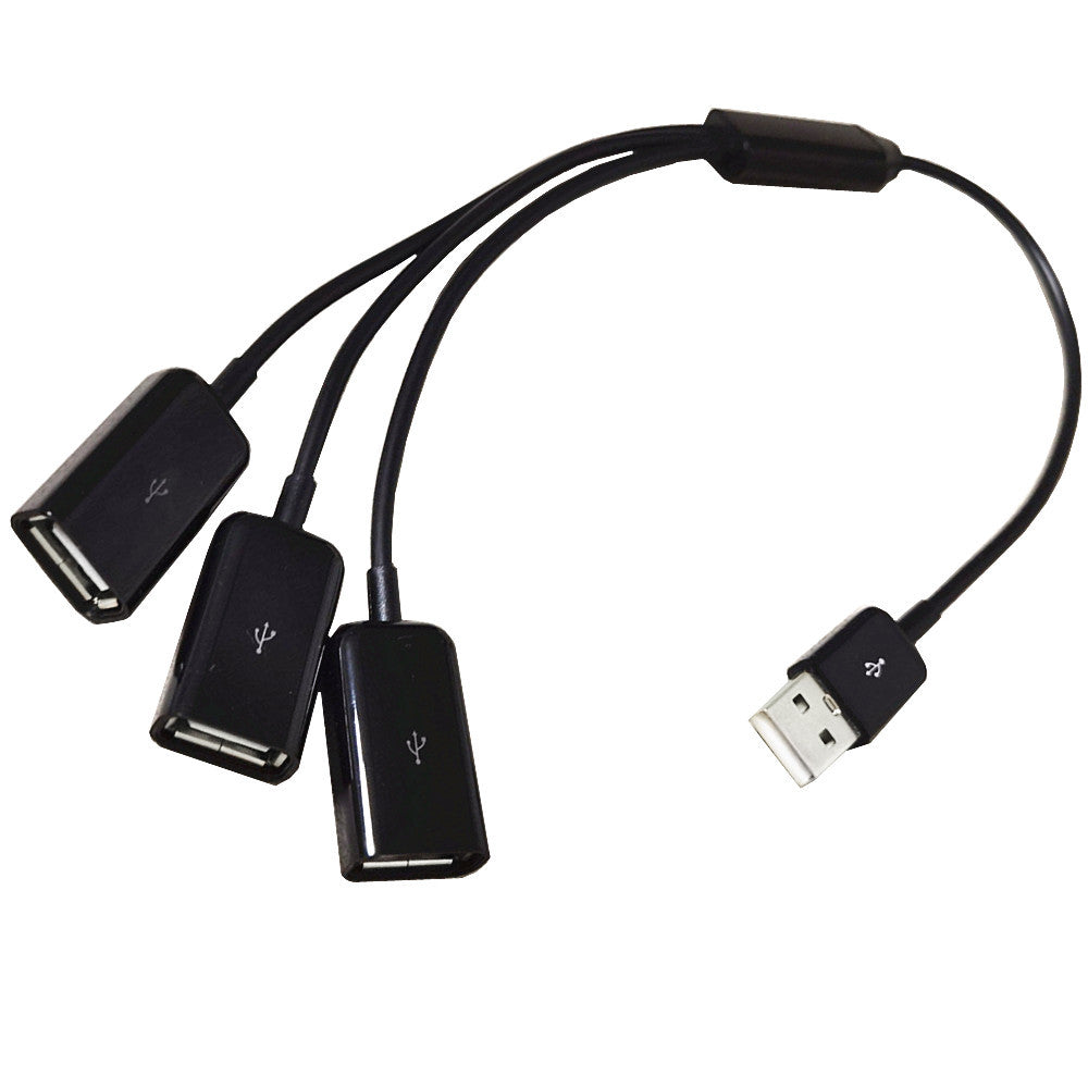 USB 2.0 A Male to 3 Female Data Extension Cable Y Splitter 0.5m