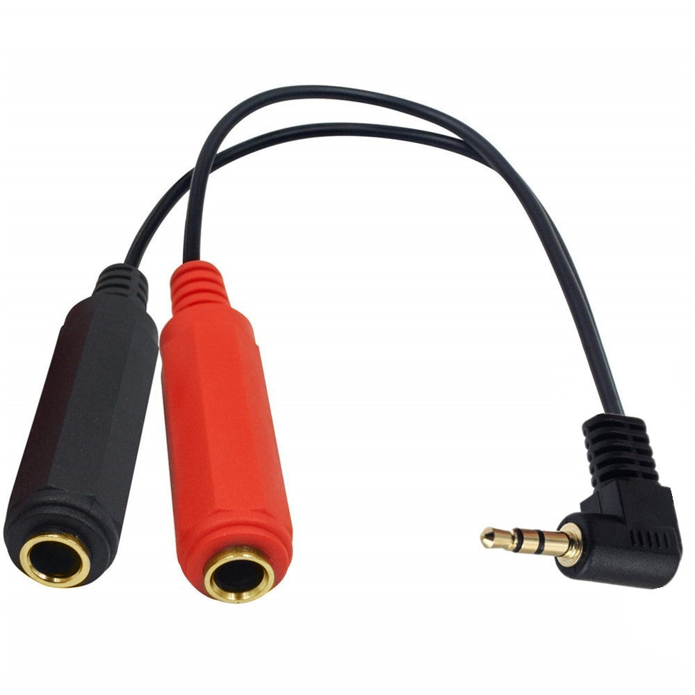 3.5mm Male to 2× 6.35mm Female Y Audio Splitter Cable