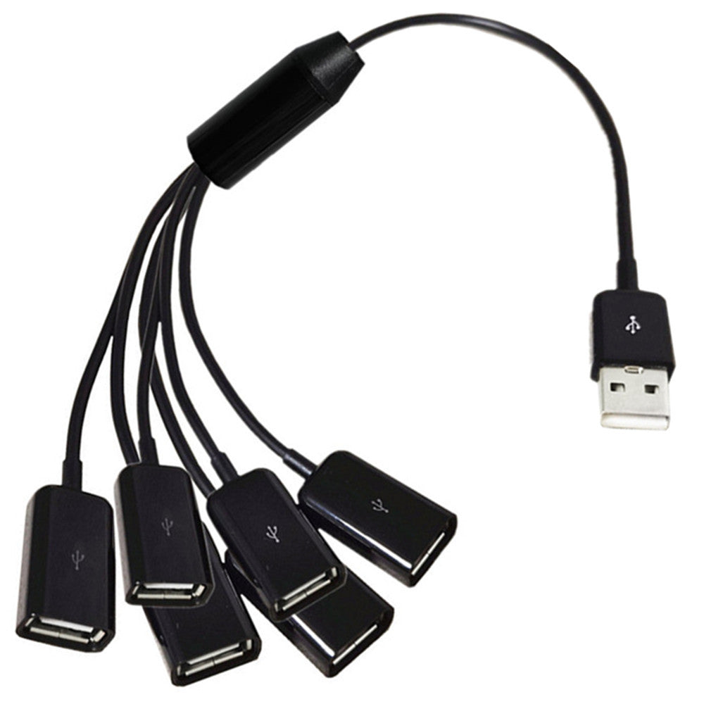 USB 2.0 A Male to 6 x USB 2.0 Female Data Sync Charging Splitter Cable  0.5m